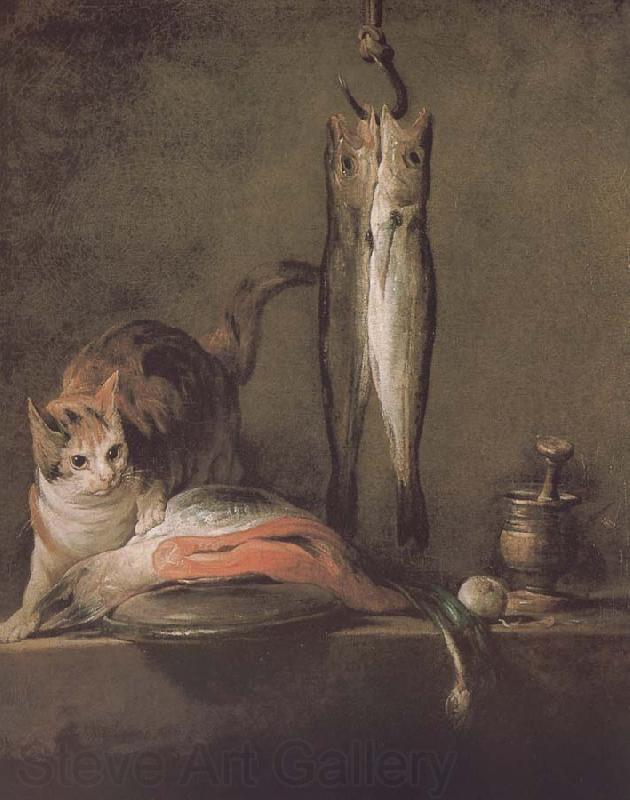 Jean Baptiste Simeon Chardin Two cats salmon mackerel